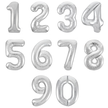Цифры Серебро, фольгированные шары цифра 1 шт