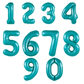 Цифры голубые 0 1 2 3 4 5 6 7 8 9, фольгированные шары 1 шт