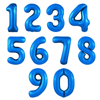 Цифры Синие 0 1 2 3 4 5 6 7 8 9 фольгированные шары